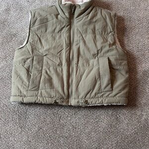 Womens Green reversible Puffer Vest